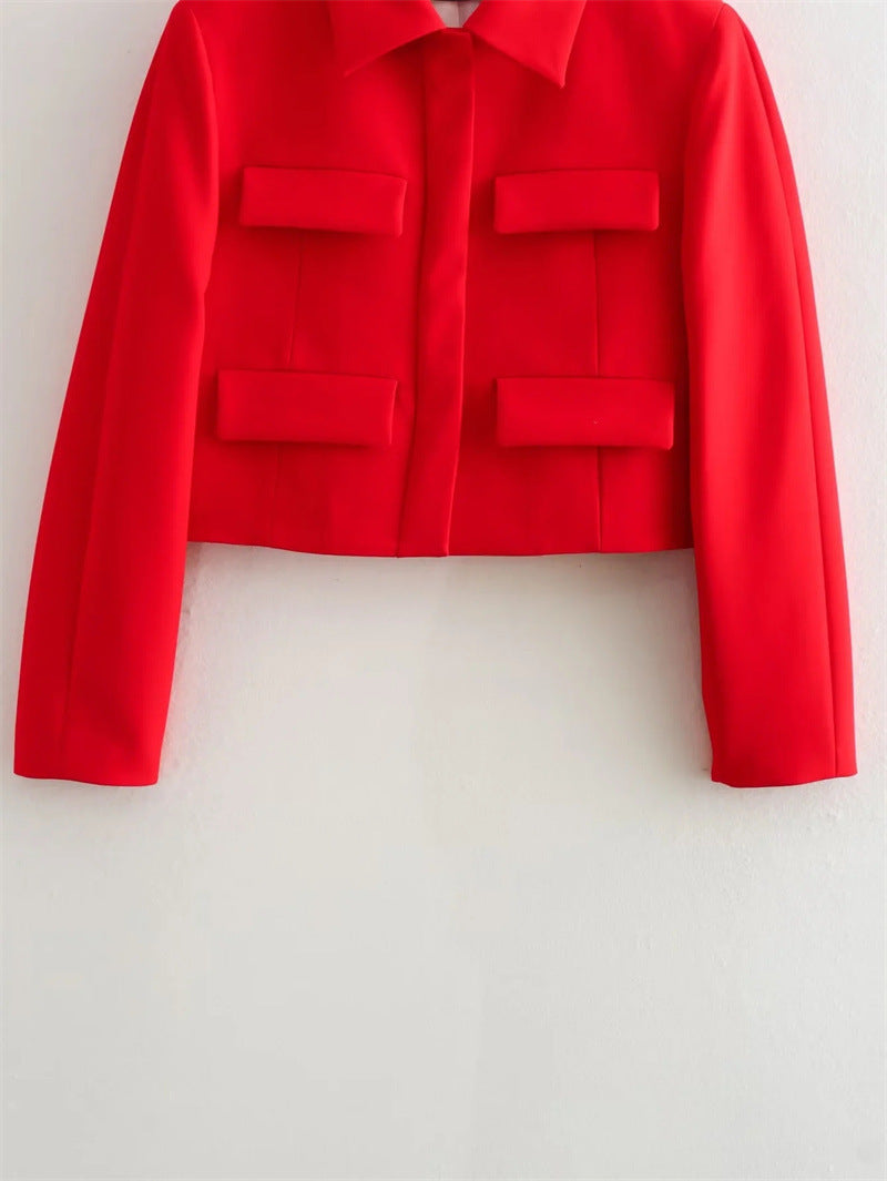 Flip Pocket Casual Women's Clothing Polo Collar Long Sleeve Suit Coat - Bellarte Enchanté Flip Pocket Casual Women's Clothing Polo Collar Long Sleeve Suit Coat